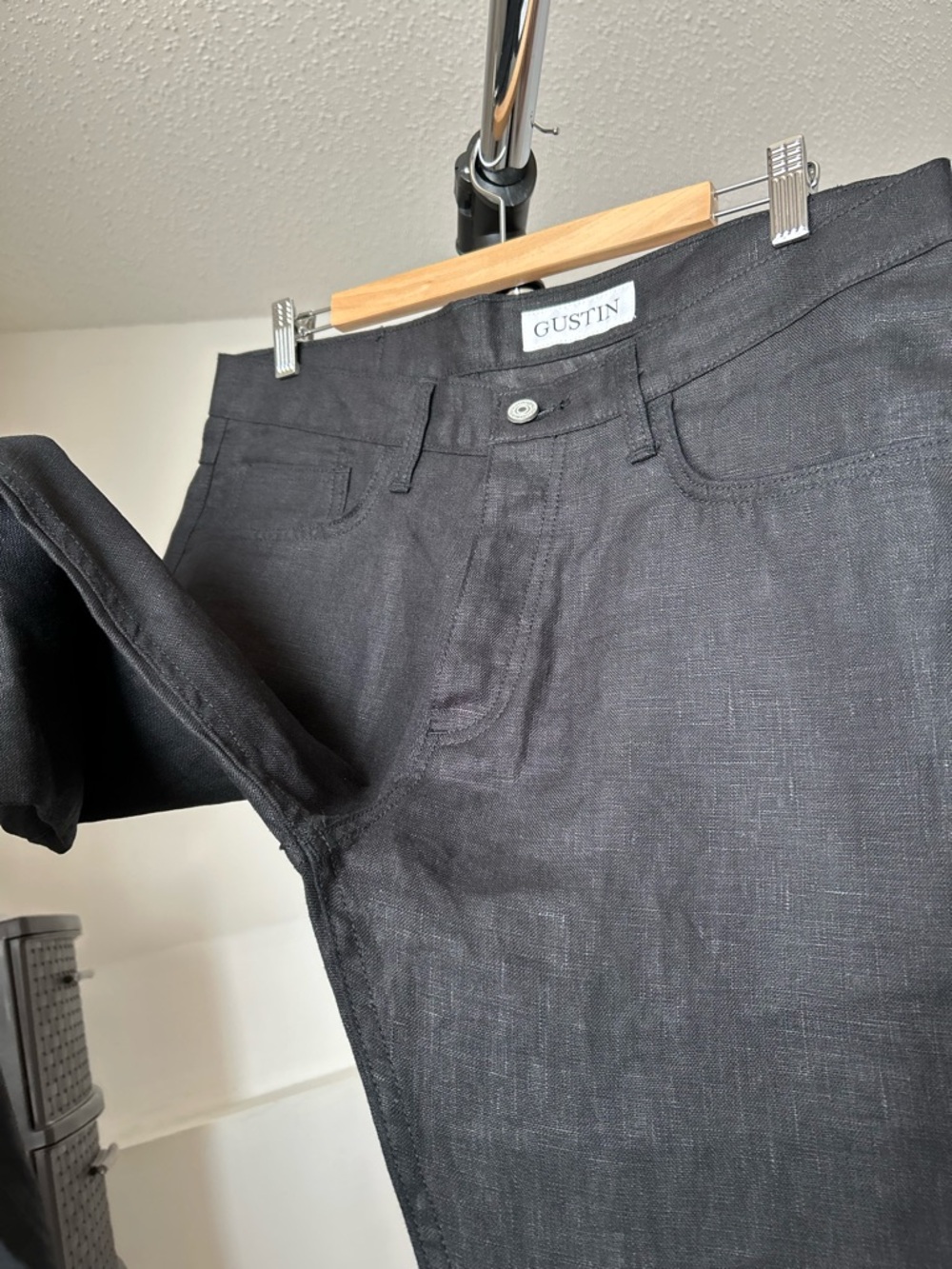 Gustin Straight Linen Pants Black 36 - Picture 5 of 8